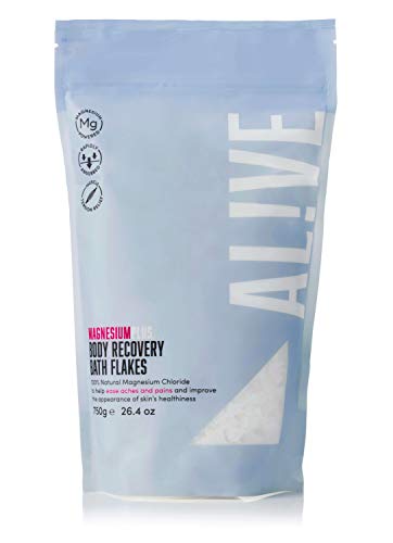 ALIVE Magnesium Bath Flakes 100% Natural Magnesium Chloride Flakes. Reduce Stress + Anxiety Natural Sleep Aid 750g