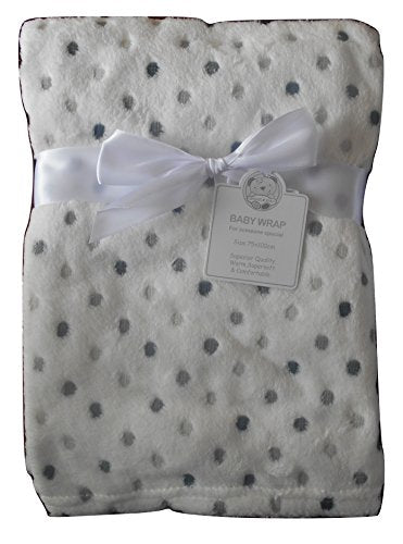 Baby Boys Girls Unisex Cute Gorgeous White and Grey Spotted Blanket Infants Wrap